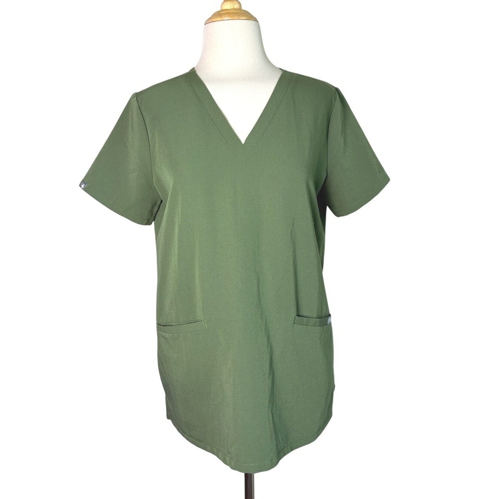 FIGS Women's Small Dark Olive Casma Scrub‎ Top Medical Nurse Doctor Hospital